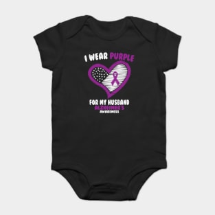 Alzheimers Awareness - I Wear Purple For My Husband Baby Bodysuit